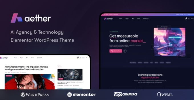 Aether – AI Agency & Technology WordPress Theme