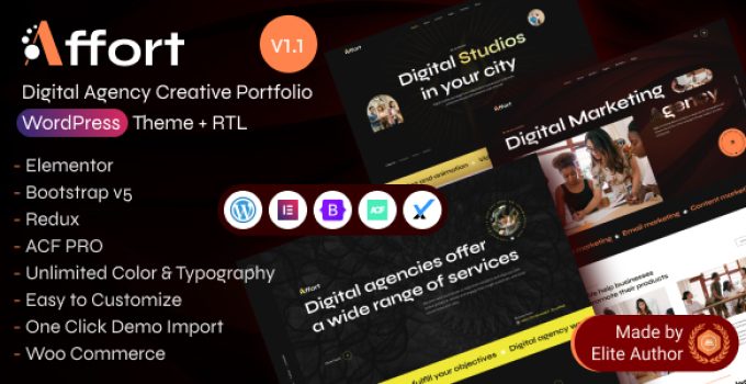 Affort – Agency Portfolio Elementor WordPress Theme