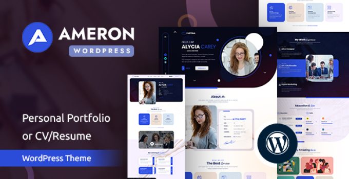 Ameron – Personal Portfolio or CV/Resume WordPress Theme