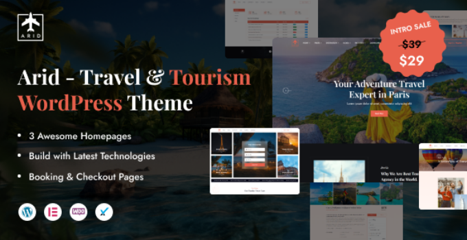 Arid – Travel & Tourism Booking Elementor WordPress Theme