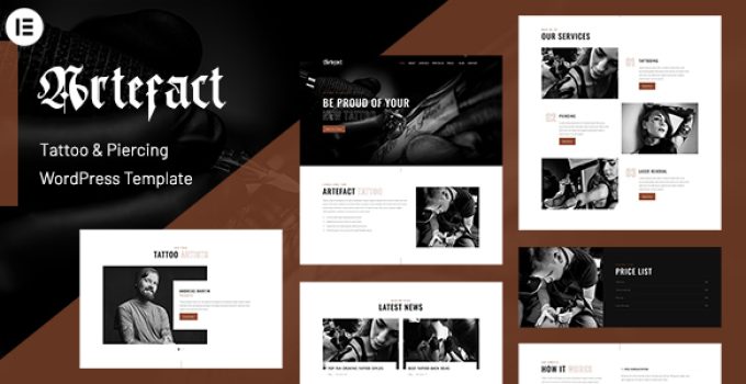 Artefact – Elementor Tattoo Piercing Studio WordPress Theme
