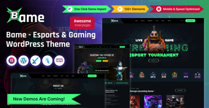 Bame – eSports and Gaming WordPress Theme