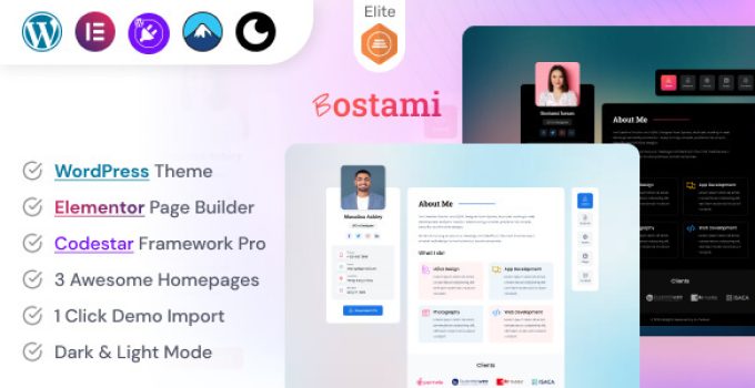 Bostami – Personal Portfolio / Resume WordPress Theme