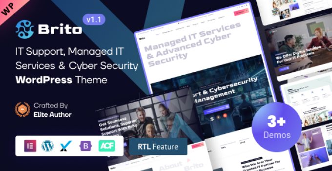 Brito – Managed IT Services & Cyber Security Solutions Elementor WordPress Theme
