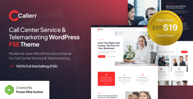 Callerr – Call Center Service & Telemarketing FSE WordPress Theme