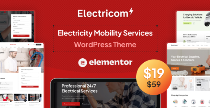 Electricom – Electricity Mobility Services WordPress theme