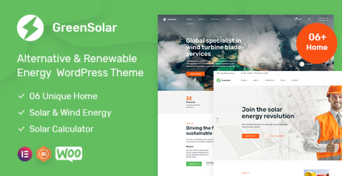 GreenSolar – Alternative & Renewable Energy WordPress Theme