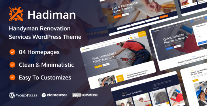 Hadiman – Handyman Renovation Services WordPress Theme