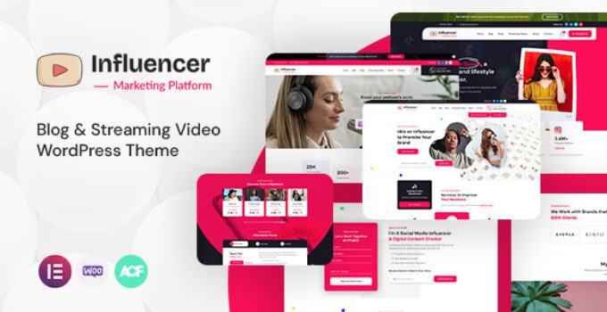 Influencer – Personal Blog & Streaming Video WordPress Theme