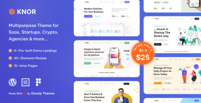 Knor – Startup & SaaS WordPress Theme