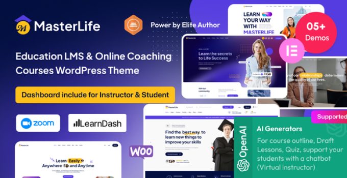 MasterLife – Education LMS & Online Coaching Courses WordPress Theme