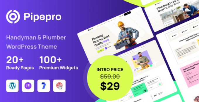 Pipepro – Handyman & Plumber WordPress Theme