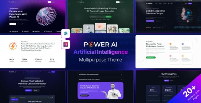PowerAI – Startup AI Services WordPress Theme for Elementor
