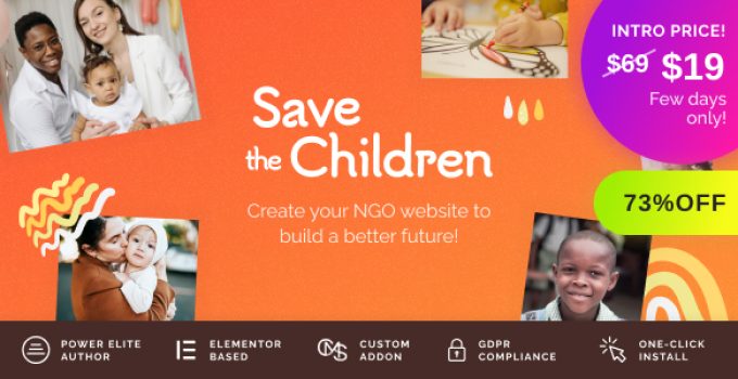 Save the Children – Charity WordPress Theme with Donations