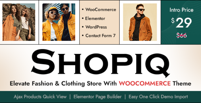 Shopiq – Fashion Shop Ecommerce Elementor Theme