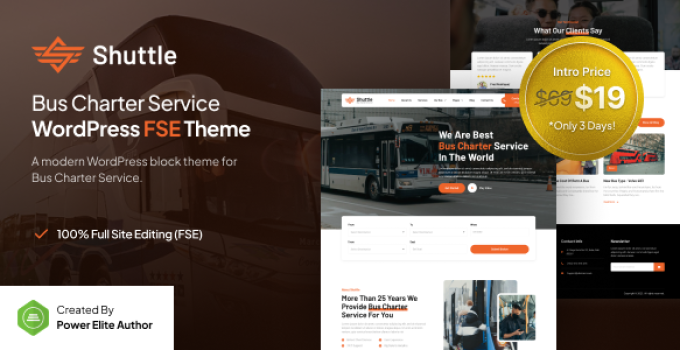 Shuttle – Bus Charter Service FSE WordPress Theme