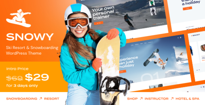 Snowy – Ski Resort & Snowboarding WordPress Theme