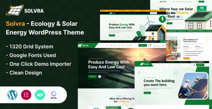 Solvra – Ecology & Solar Energy WordPress Theme