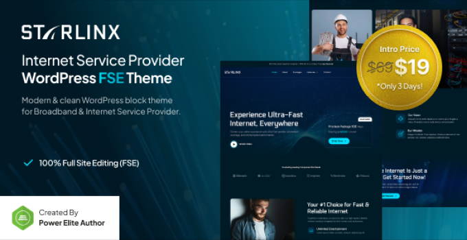 Starlinx – Broadband & Internet Service Provider FSE WordPress Theme