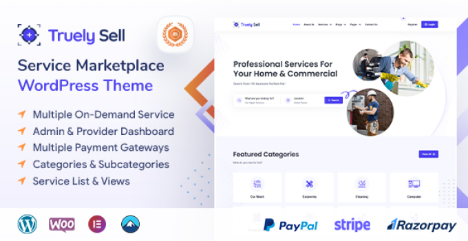 Truelysell – On Demand Service Booking Marketplace WordPress Theme