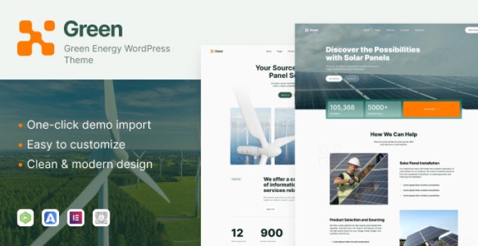 XGreen – Green Energy & Renewable Technologies WordPress Theme